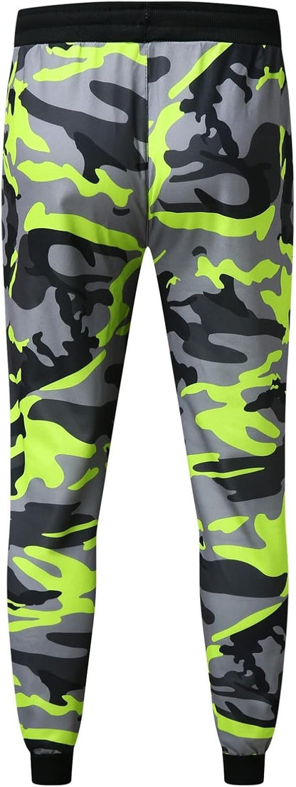 Tech Pant Fitness Casual Shot Men's Sports Camouflage Jogging Print Trousers Men's Running Pants, Yellow, XL, yellow, XL