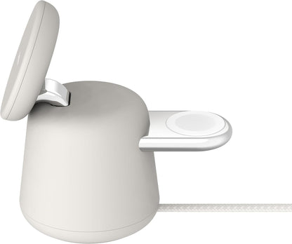 Belkin MagSafe Charger Compatible 2-in-1 Wireless Charging Dock 15W - MagSafe-Compatible Charger for Qi2, Apple iPhone 15, 14, 13, 12 Series, AirPods, & Other Qi2 Enabled Devices, PSU Included – Sand