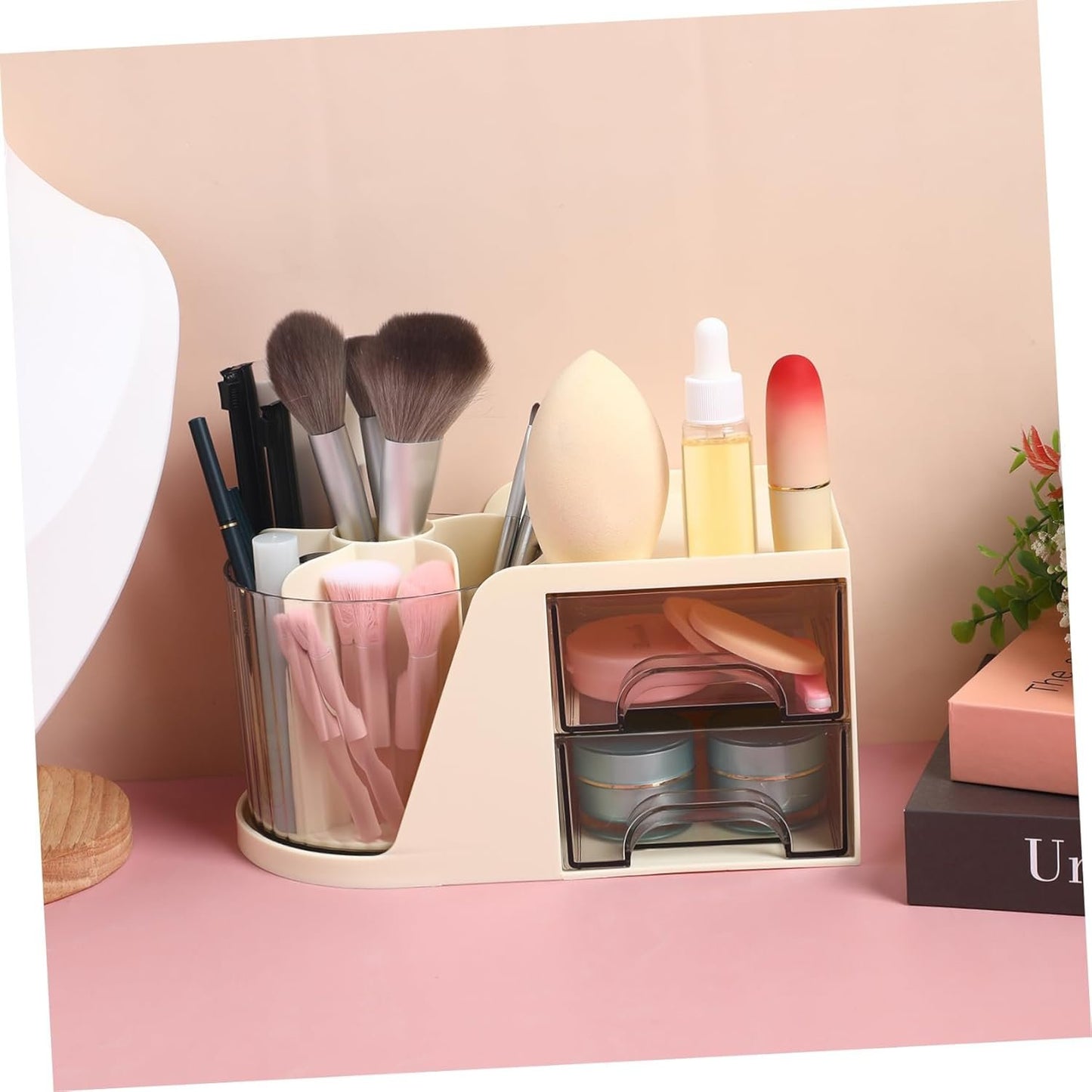HOODANCOS Modern Desk Organizer with Divided Compartments Space Saving Pen Holder and Makeup Brush Storage Box for Efficient Office Organization Sleek Design for Stylish Workspaces