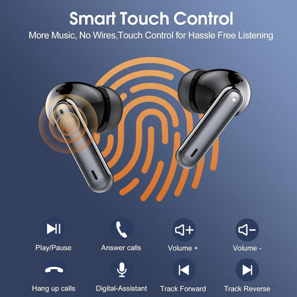 Wireless Earbuds, Bluetooth 5.3 Headphones Stereo Bass Ear Buds, Bluetooth Earbuds with 4 ENC Noise Cancelling Mic, 40Hrs in Ear Headphones with Dual LED Display, IP7 Waterproof Earphones for Sports