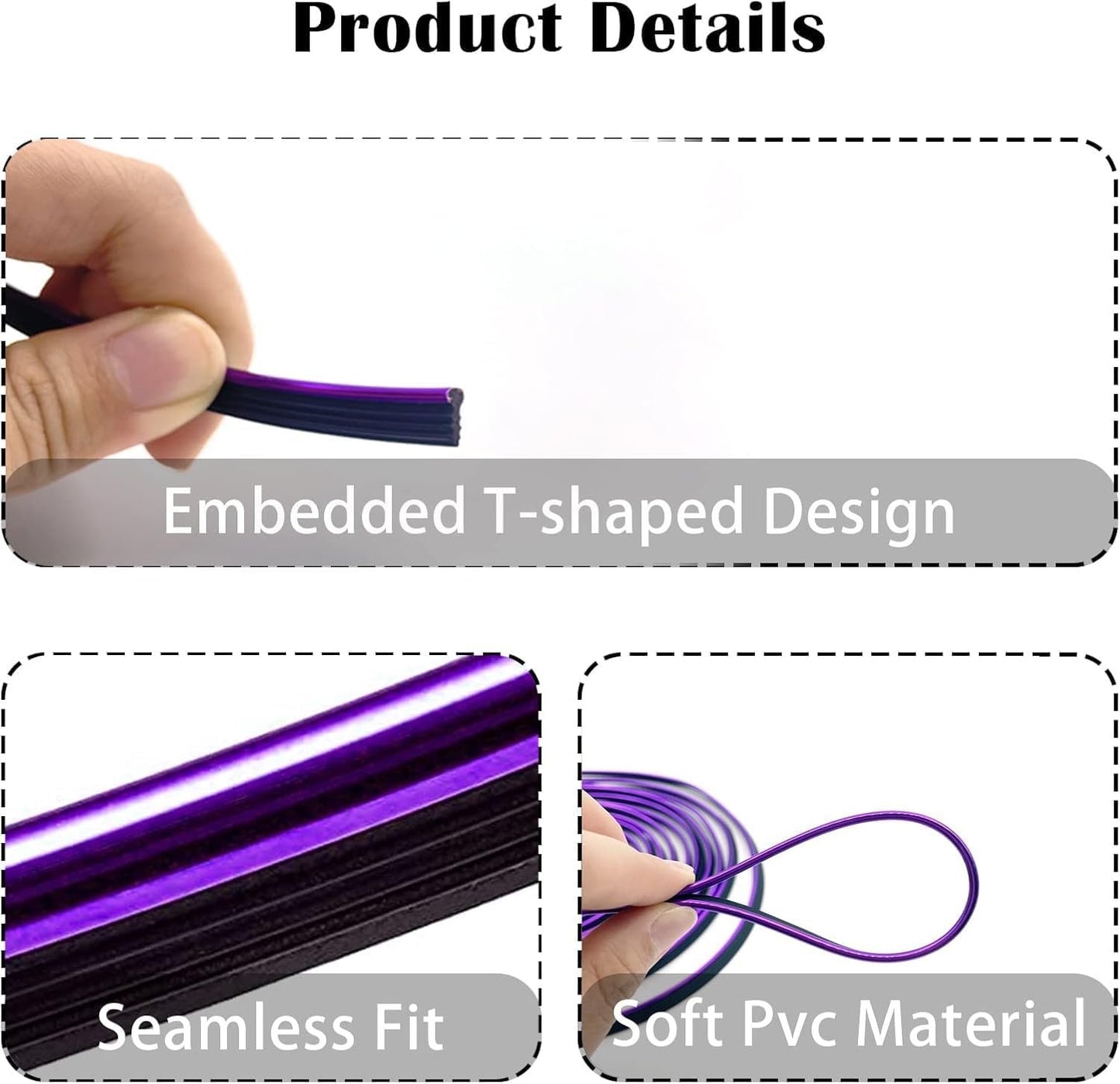 Car Interior Trim Strips, Universal 33ft(10m) Car Electroplating Decoration Styling Door Dashboard, Flexible Interior Trim Accessories with Installing Tool (Purple)