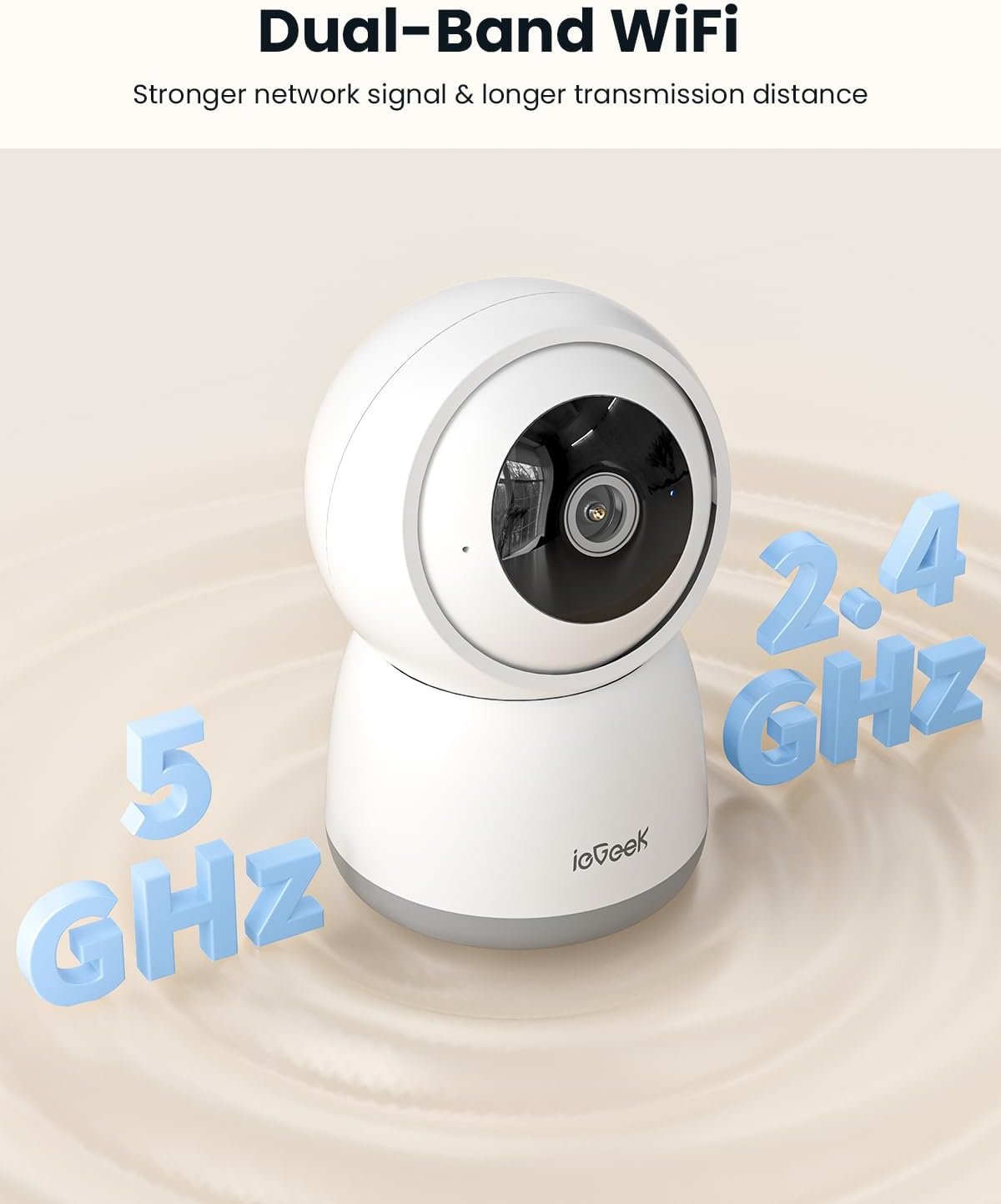 ieGeek 2K Indoor WiFi Surveillance Camera 2.4/5GHz 360Â°