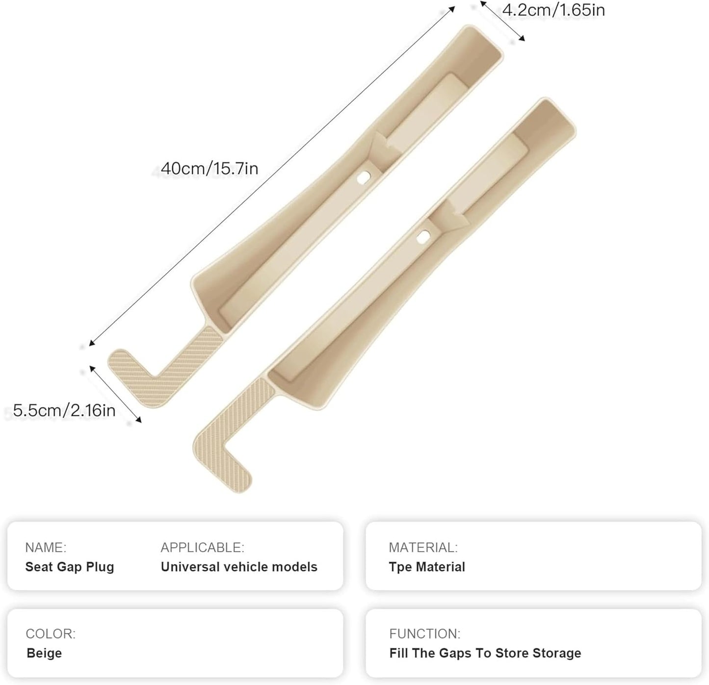 2PCS Car Seat Gap Filler Organizer,Multifunctional Car Gap Fillers with USB and Phone Holder,Auto Interior Accessories,Universal Car Seat Storage Organizer Between Seats for Phone,Keys (Beige)