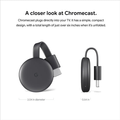 Google Chromecast - Streaming Device with HDMI Cable - Stream Shows, Music, Photos, and Sports from Your Phone to Your TV, Includes Pouch and Cleaning Cloth (Japan Version) - Compatible with US