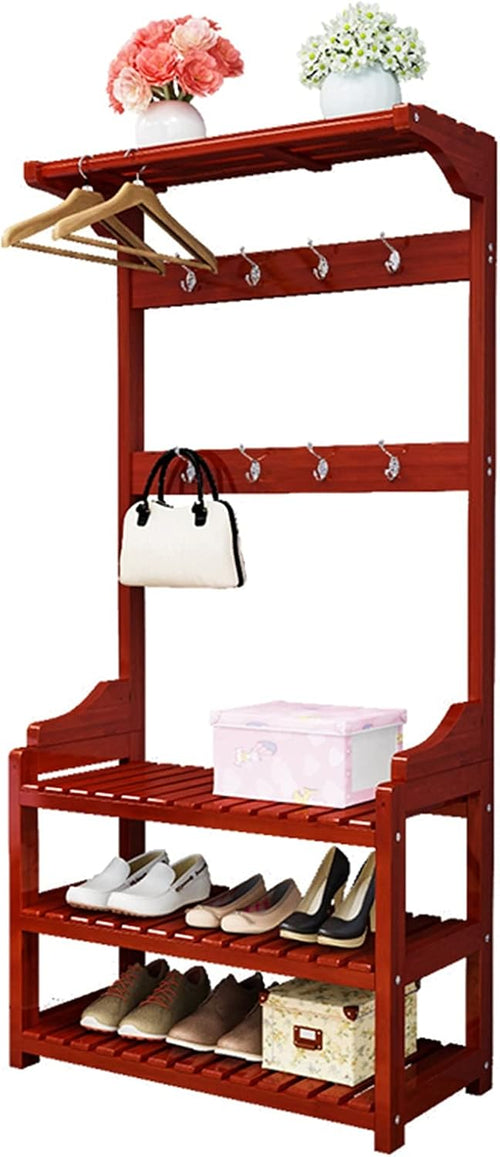 Generico Appendiabiti da Terra con Specchio Indipendente, Appendiabiti con Design Indipendente 3 in 1 per Ingresso, Camera da Letto, mobili Portatili per riporre Vestiti, Scarpe e Cappelli con Facile