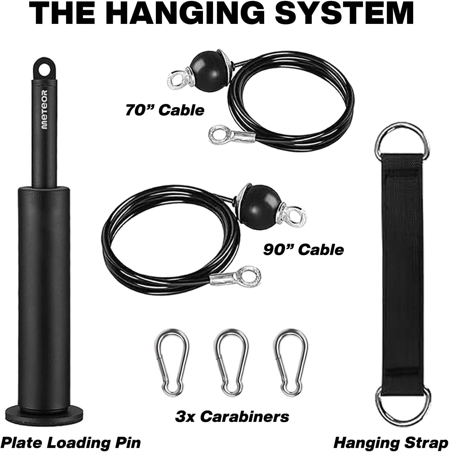 Meteor LAT and Lift Pulley System – Home Gym Cable Pulley for Biceps, Triceps, Shoulders & Back Workout – Silent Pulley, High-Strength Cables & Detachable Handle