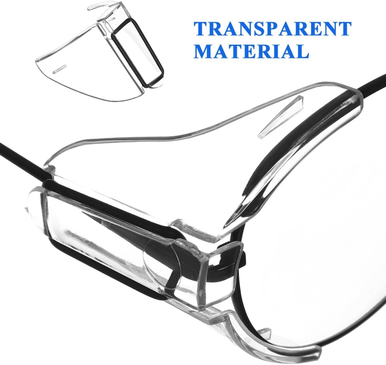 2 Pairs Eye Glasses Side Shields for Glasses Safety, Slip on Side Shield Clear Eye Glasses PC Side Shield Eye Glasses Side Protection