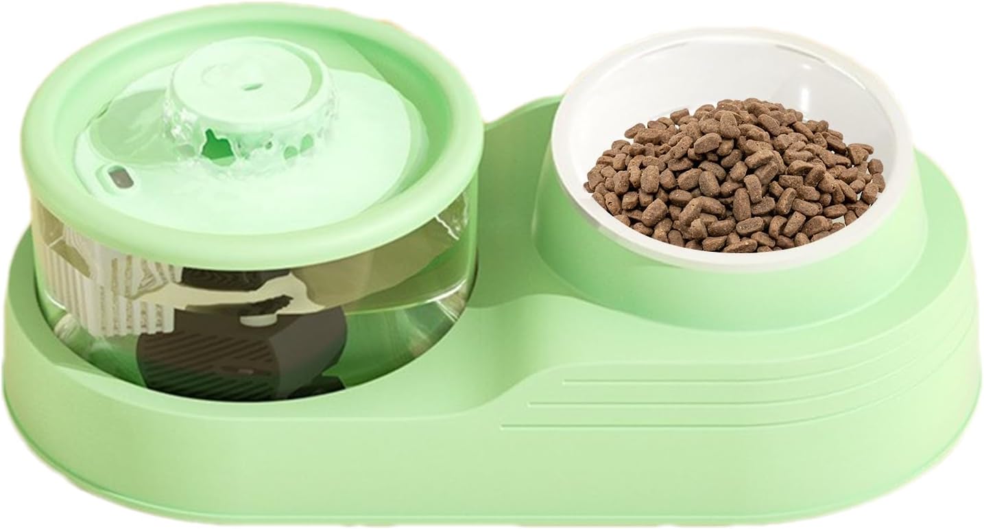 Pet Water Dispenser, Dog Food Dispenser Automatic, Tilt Cervical Support, Quiet Design, Feeding & Watering Supplies for Home Use