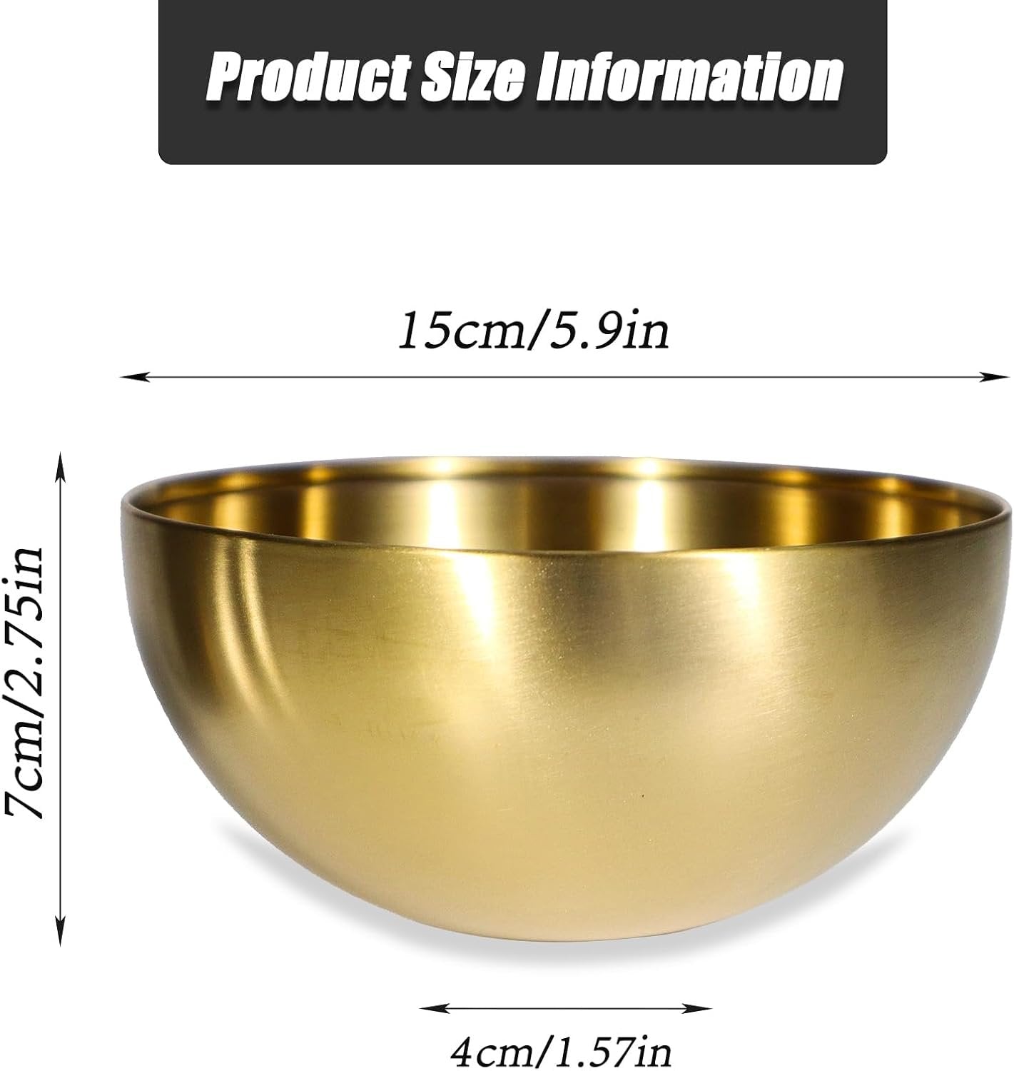 5 Pack 25 Oz Stainless Steel Bowl Set, Heat Insulated Metal Soup Bowls, Matte Finish Cereal Bowls for Rice Salad Noodle Snack Cooking Kitchen Ice Cream Serving Mixing Prep (Gold)