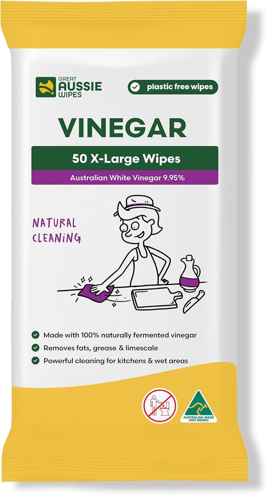 Great Aussie Wipes Vinegar Wipes for Cleaning - Kitchen Wipes for Cleaning Counters