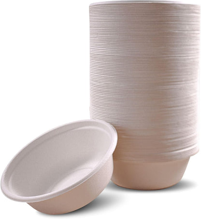 Eco Fairy 16 oz. Disposable Bowls – 100-pack Heavy-Duty, Biodegradable & Compostable Paper Bowls for Soup, Ice Cream, Salad, Cereal, and Snacks - Ideal for Parties, Catering, and Camping Trips