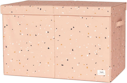 3 Sprouts Recycled Fabric Toy Chest Storage Box - Extra Large Toy Storage Box, Sturdy Toy Bins - Kids Organizer for Bedroom - Toybox Basket with Lid for Kids, Toddlers, Boys, Girls - Terrazzo Clay