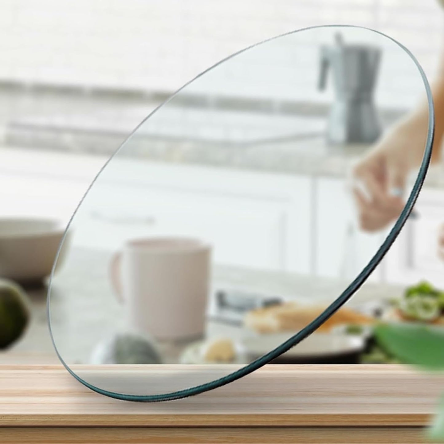 YUEKOPOU piano del tavolo da pranzo in vetro temperato.pian Round Tempered Glass Table Top Thickness for Dining & Coffee Tables, DIY Glass Table Tops(85CM(34INCH))