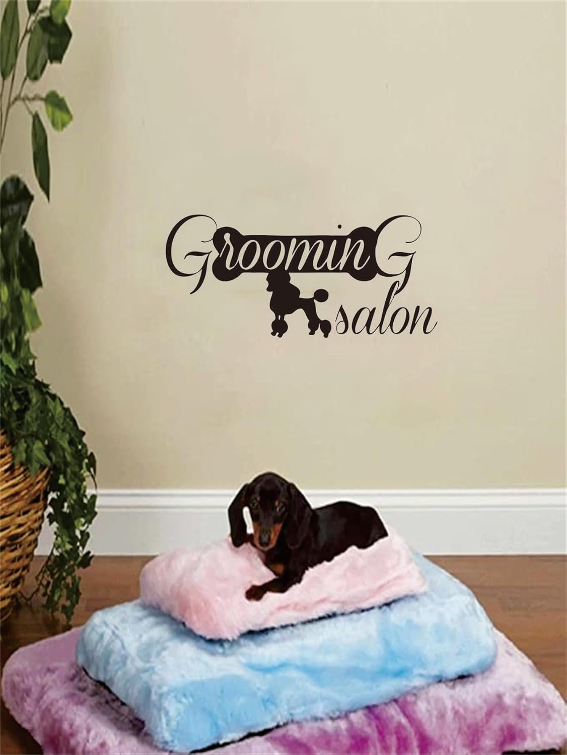 Pets Grooming Salon Wall Decal, Dogs Home Animals Stickers for Pet Grooming Salon, Pet Shop,Dog Grooming- Hygiene Animals Wall Decal - Dog Pet Grooming Salon Decor 23"x10"(Black-JZY114-Grooming Salon)