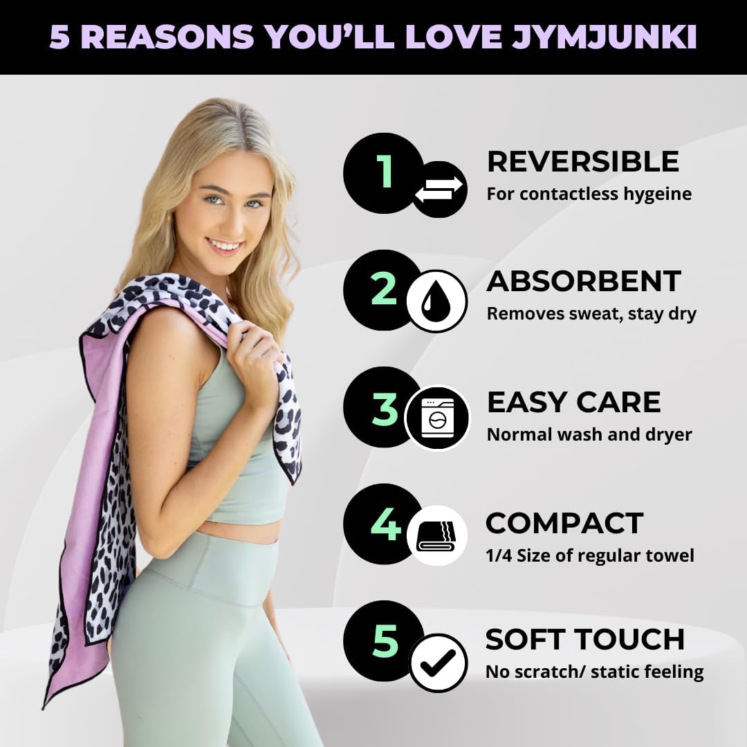 Jymjunki Gym Towel for Working Out (90 x 45 CM) - 100% Recycled Microfiber, Lightweight Soft & Highly Absorbent Sports, Yoga & Workout Towel, Sweat Towel for Gym - Great Gift Idea