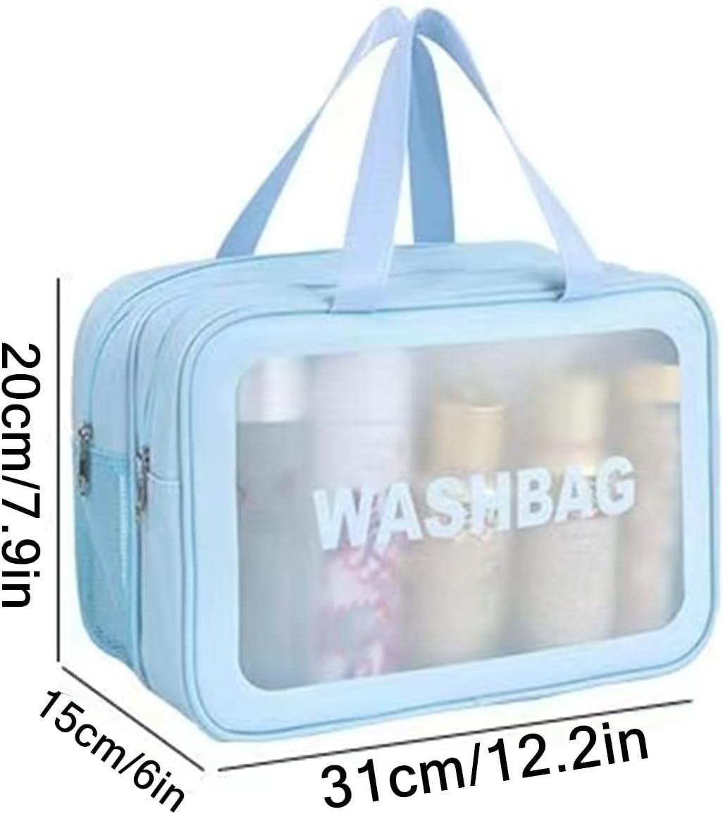 Travel Toiletry Bag, Thickened Portable Waterproof Drainage, PVC Toiletry and Makeup Bag, Matte Translucent Men and Women Convenient Handle Storage