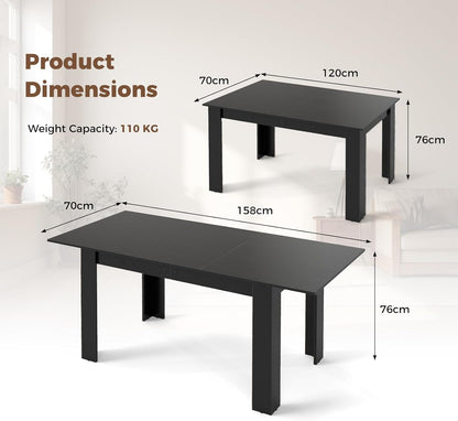 Giantex Extendable Dining Table, Modern Kitchen Table w/Adjustable Tabletop, L-Shaped Legs, Large Industrial Dinner Furniture for Kitchen, Dining Room, 110 KG Load Capacity