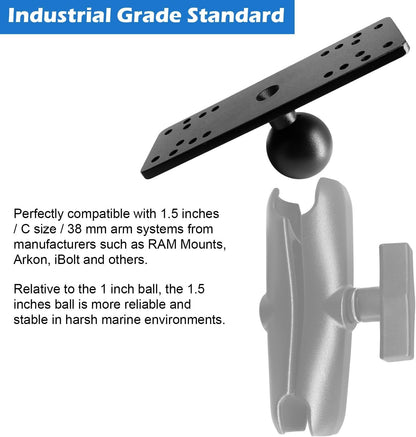 WINDFRD Aluminum Fish Finder Mount with 1.5 Inches/C Size / 38mm Ball, Universal Mounting Plate for Garmin, Lowrance and More, Compatible with RAM Mount, Scotty, iBOLT and More Arm