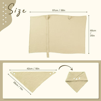 Muslin Nursing Cover for Baby Breastfeeding, Breathable Cotton Breastfeeding Cover up with Arch Neckline for Women, Nursing Apron