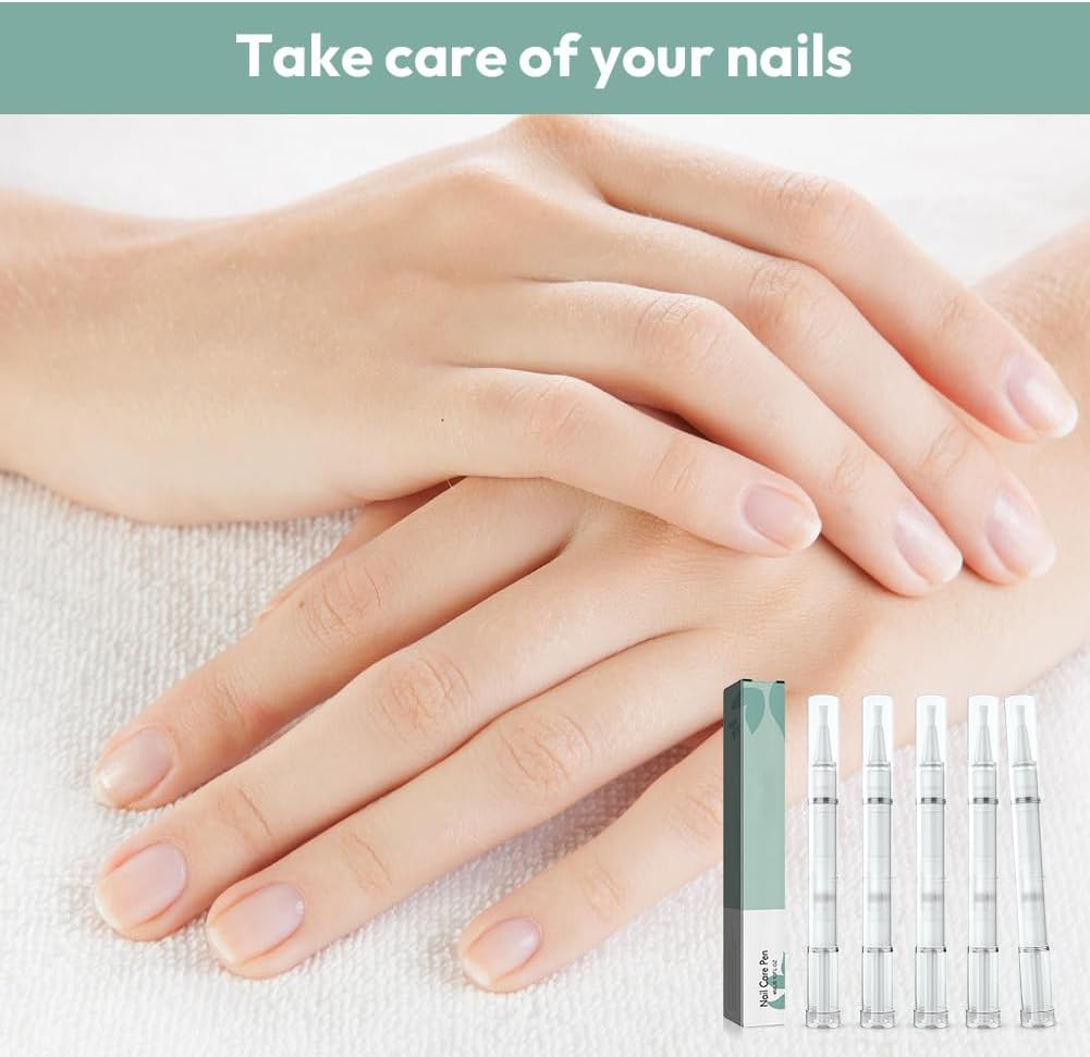 Nail Care Pen - 5 x Nail Mushroom Pens with Tea Tree Oil, Aloe Vera and Vitamin E for Groomed Nails and Toenails