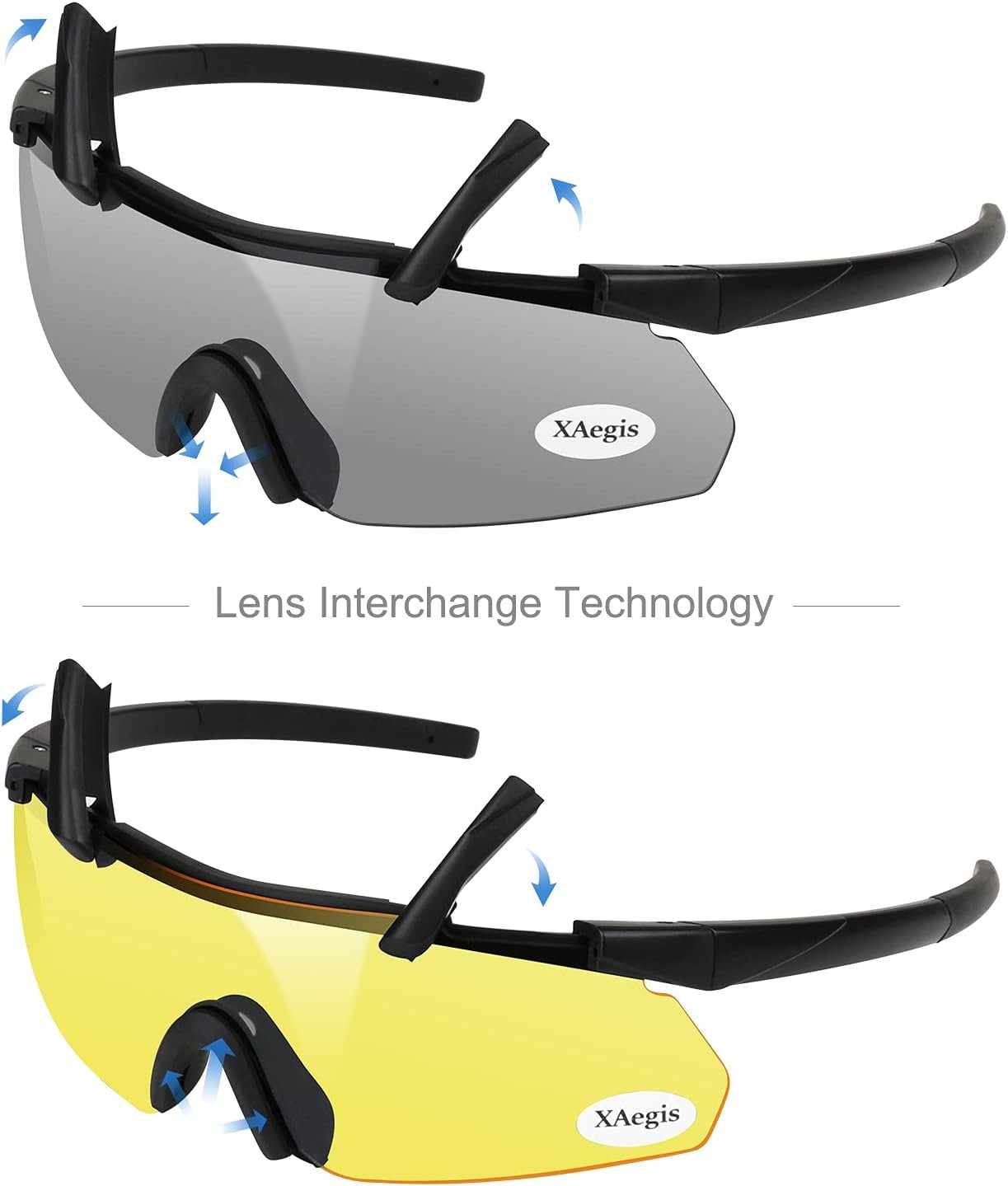 Xaegistac Tactical Shooting Glasses with 3 Interchangeable Lens High Impact Eye Protection
