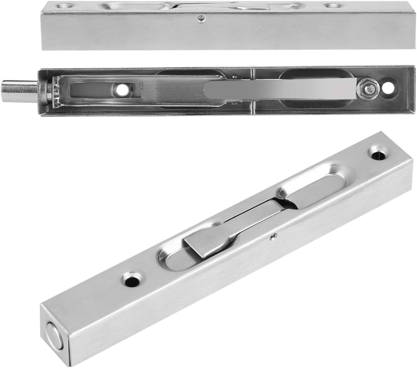 Home Gate Door Security Guard 304 Stainless Steel Flush Latch Bolt Slide Lock (10 Inch 304 Brushed (Waterproof)