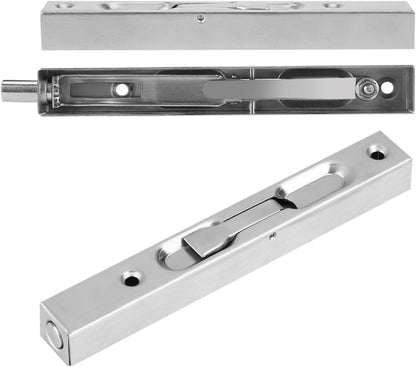 Home Gate Door Security Guard 304 Stainless Steel Flush Latch Bolt Slide Lock (10 Inch 304 Brushed (Waterproof)