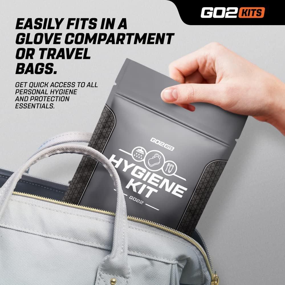 Go2Kits Travel Toiletry Kit, Hygiene Kit for Travel, Business & Charity with Reusable Toothbrush, Bath Soap & Other Essential Toiletries, 1-Pack