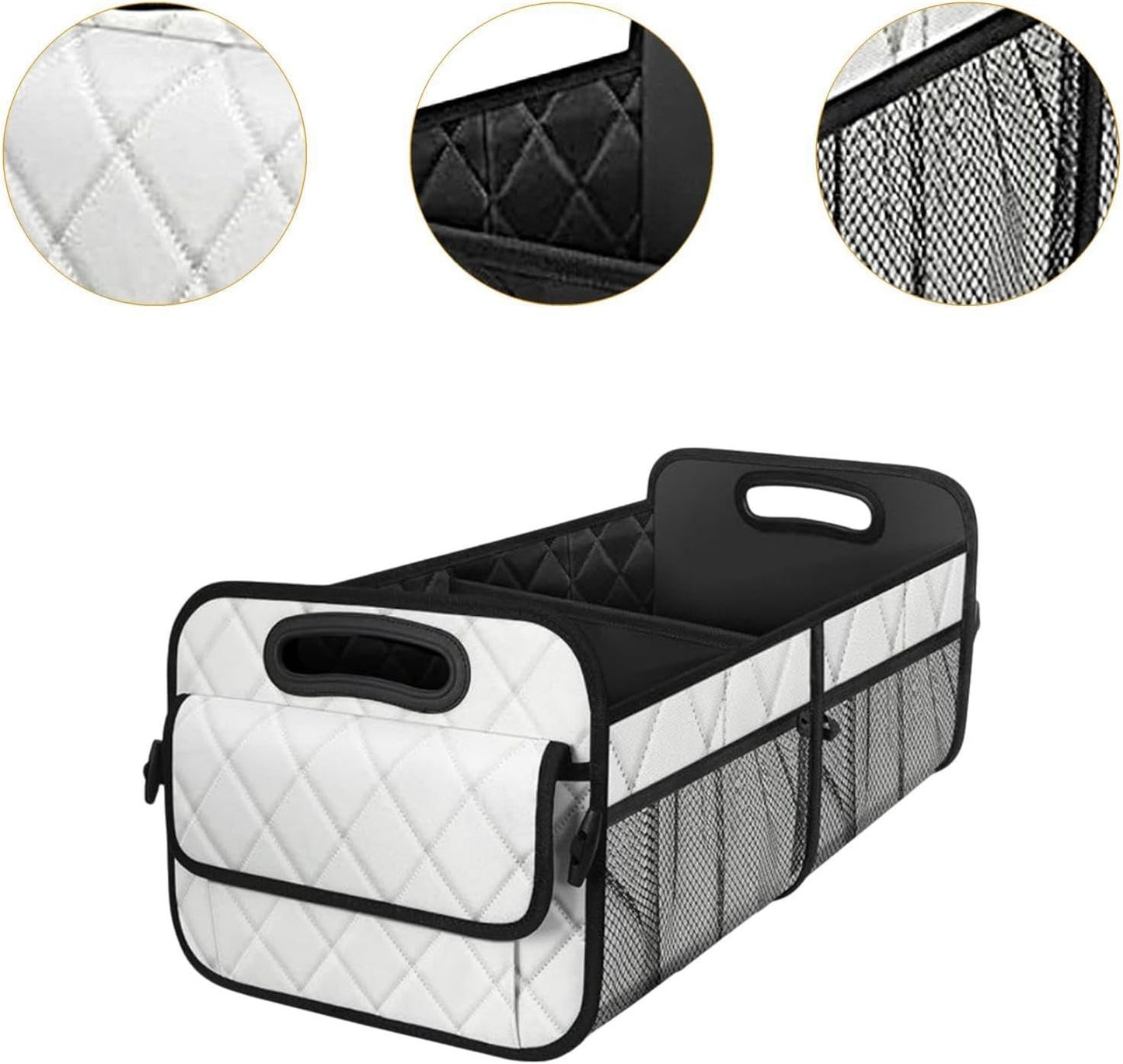 Deevoka Car Trunk Storage Box Vehicle Boot Organiser Auto Rear Compartment Organizer, White