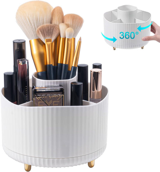 MumdoYAL Makeup Organizer, 360° Rotating Brush Organizer, Versatile Cosmetic Container for Room Dressing Room, Bedroom, Bathroom Decoration