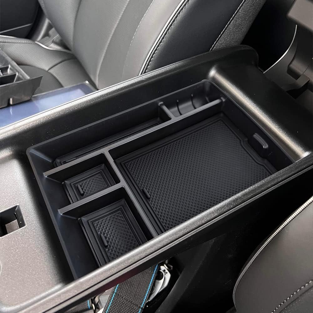 BestEvMod for Ioniq5 Armrest Storage Box Center Console Organizer Tray Interior Accessories with Rubber Black Trim Compatible with Hyundai Ioniq 5 2022-2025 Accessories(V1)