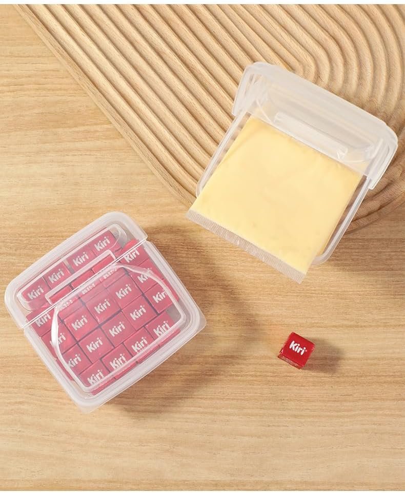 4 PCS Cheese Storage Containers with Flip Lids, Sliced Cheese Container for Fridge, Clear Plastic Butter Block Cheese Slice Storage Box Portable Freezer Food Storage Containers