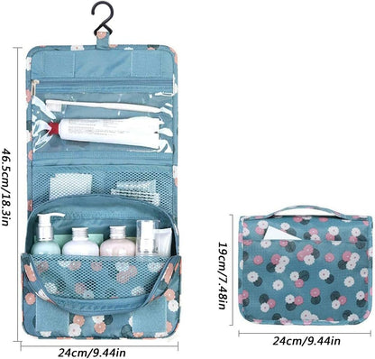 Hanging Travel Toiletry Bag, Foldable Cosmetic Organizer, Waterproof Wash Bag With Hook for Skincare, Makeup, Hygiene - Travel Organizer