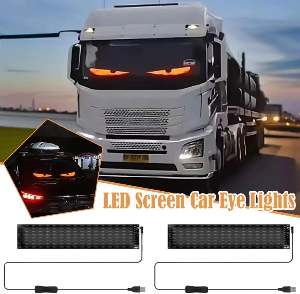Devil Eyes Light for Car, LED Matrix Pixel Panel Car Sign, RGB Lighting Graffiti Scrolling Board, Windshield Advertising Bluetooth Smart App Control Scrolling Led Display Board for Shop Car Bar