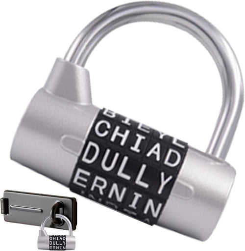 Word Lock, Locker Combination Padlock, Heavy Duty Password Lock, 2.52 x 2.48 x 1.18 Inches Ideal for Door, Chain, Luggage, Drawer, Cabinet Security, Compact Safety Tool