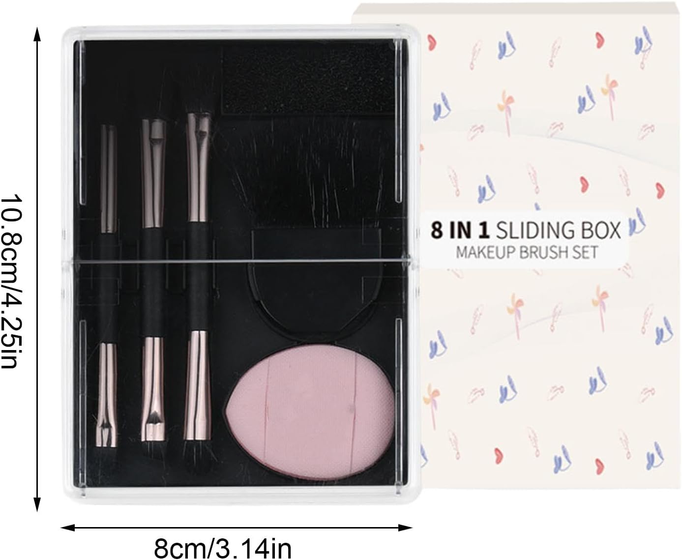Make Up Brush Sets For Women, 8 Pieces Travel Makeup Brush Set Makeup Accessories With Storage Box, Portable Beauty Tools, Make Up Brushes For Women, Eyes, Cheeks, Lips, 3.15 x 4.25 Inches