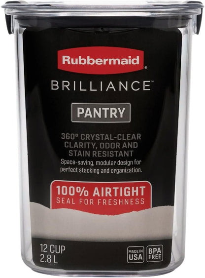 Rubbermaid Brilliance Pantry Airtight Food Storage Container, 2.8 L (12 Cup), 1 Count