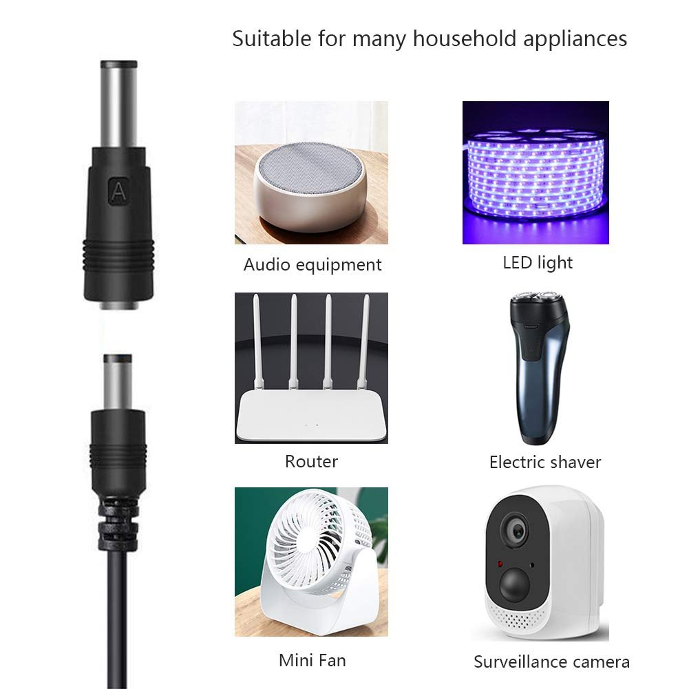 GutReise USB to DC Power Cable,8 Connectors Adapter for HUB Splitter,Mini Fans,DJ Controller, LED Lights, Electronic Devices Routers Speakers LCD CCTV Cameras TV Box (8 Connectors Adapter)