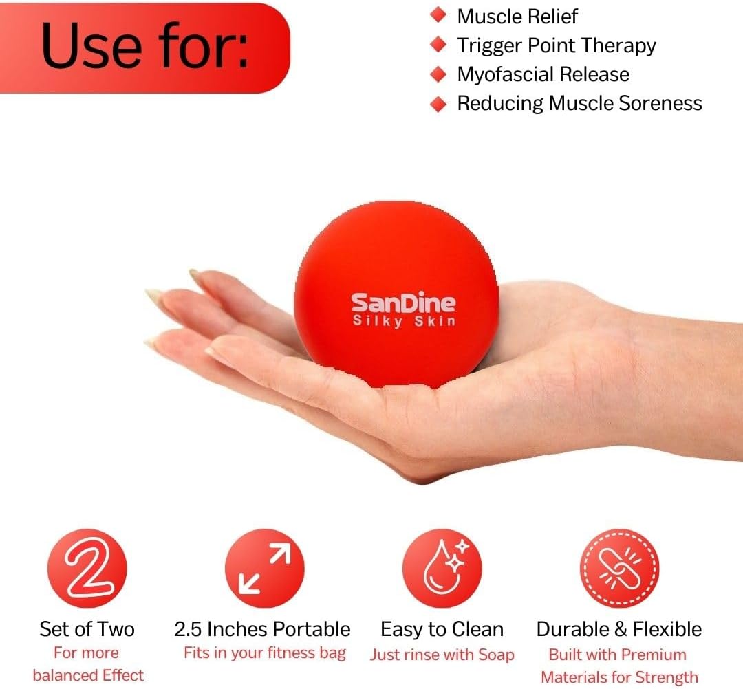 Sandine Lacrosse Massage Balls for Deep Tissue Massage, Relieve Muscle Tension and Pain, Improve Flexibility, Ideal for Trigger Point Myofascial Therapy