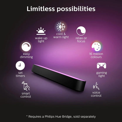 Philips Hue Play - White and Colour Ambiance Smart LED Bar Light - Black - 2 Pack (Base Kit)