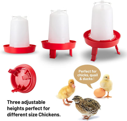 Sykria Chick Feeder and Waterer Kit, Automatic 1.5L Chick Waterer and 1L Chick Feeder for Poultry Farm Chick