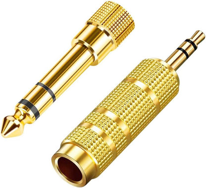 3.5 mm Male to 6.35 mm Female and 6.35 mm Male to 3.5 mm Female Stereo Jack Adapter Plated, Jack Adapter 6.3 3.5 Headphone Amplifier Compatible with Guitar Electronic Keyboards Headphones