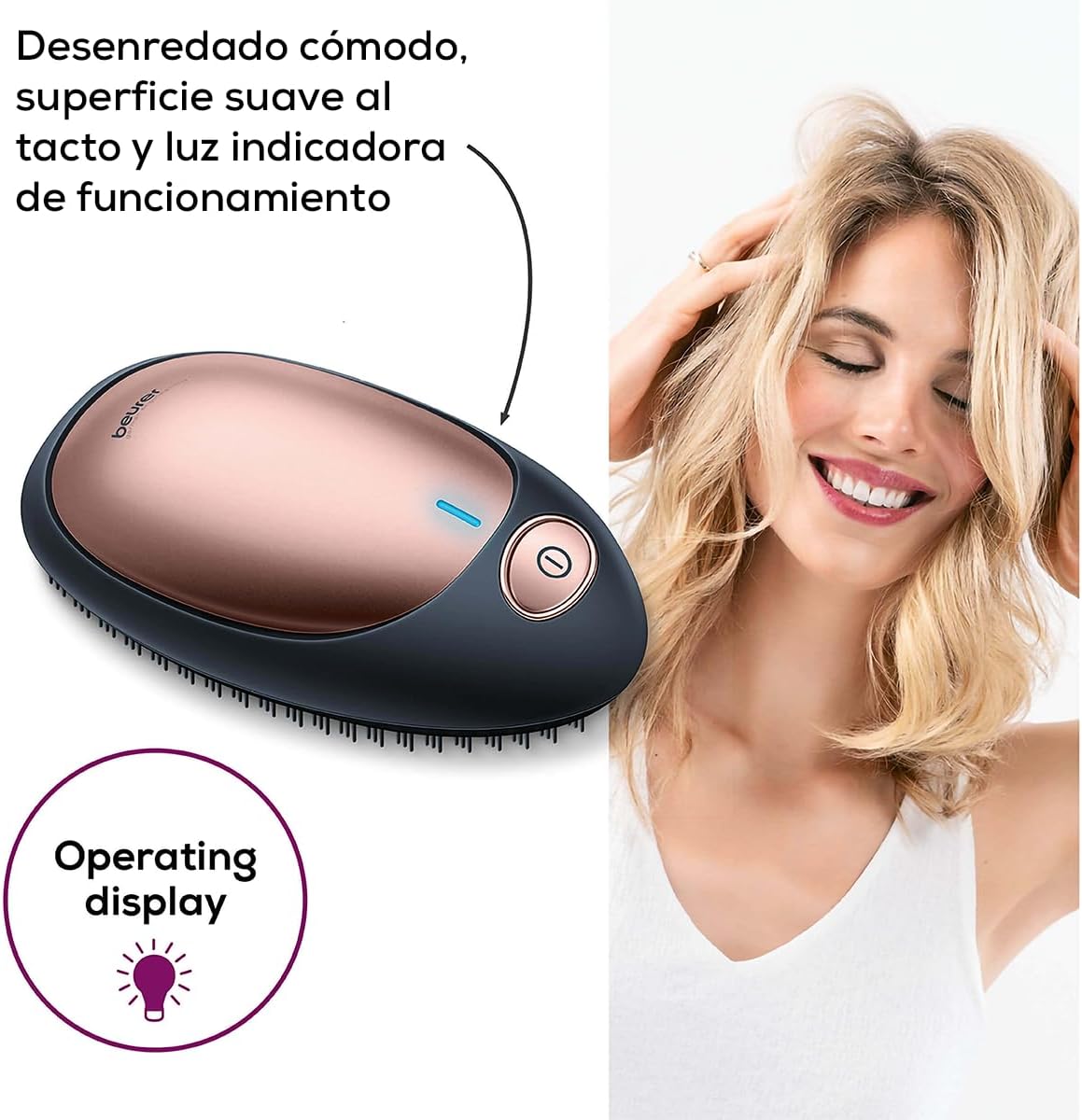 Beurer Electric Detangling Brush with Negative Ion Technology | Straightening Brush for Frizz-Free, Smooth Hair