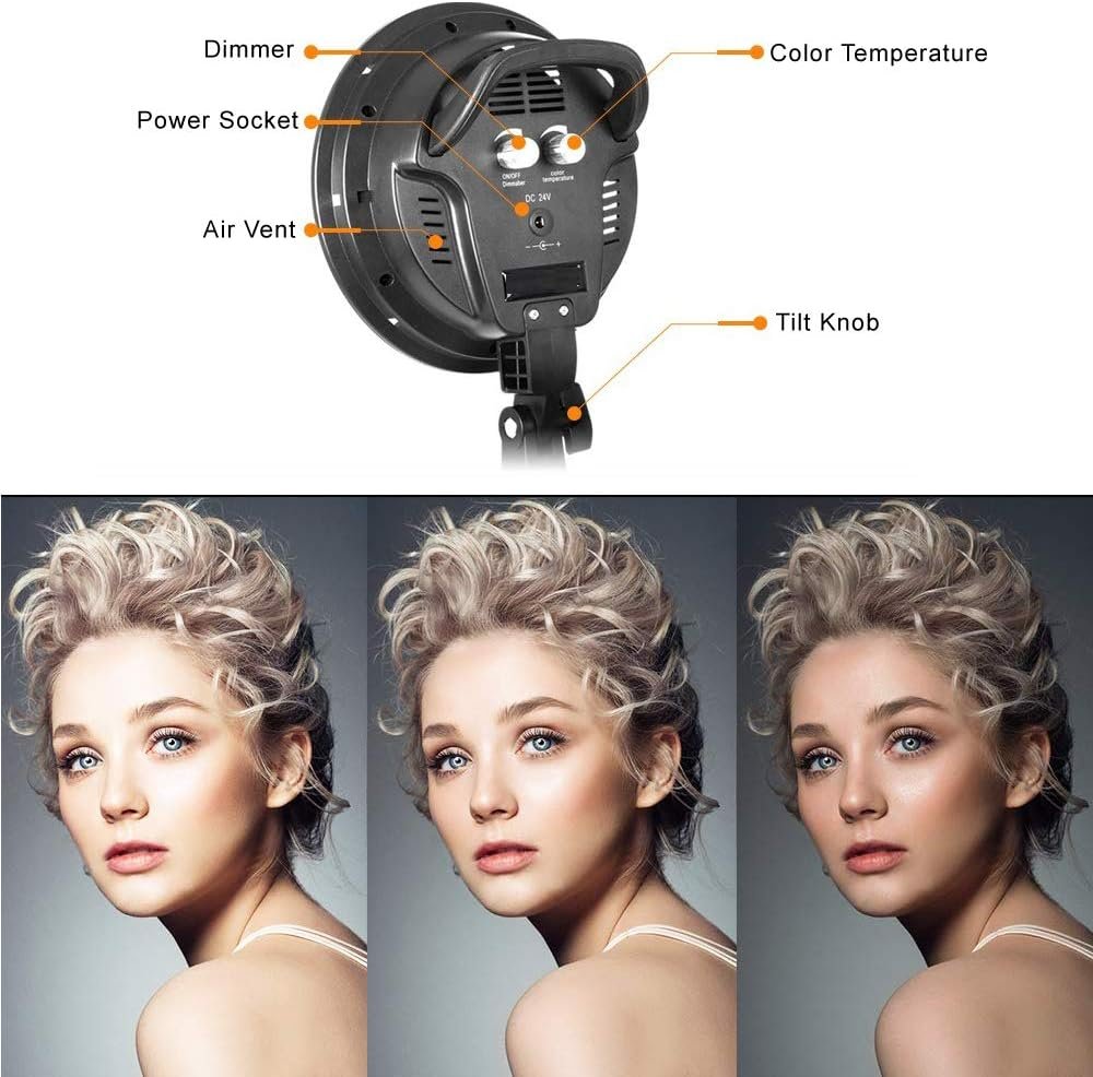 Vivider (TM) 2PCS Softbox Photography Continuous Lighting Kit 20"X28" Professional Photo Studio Equipment with 2M Adjustable Stand and Dimmable, Color Temperature Adjust LED Bulb for Video Filming Portraits