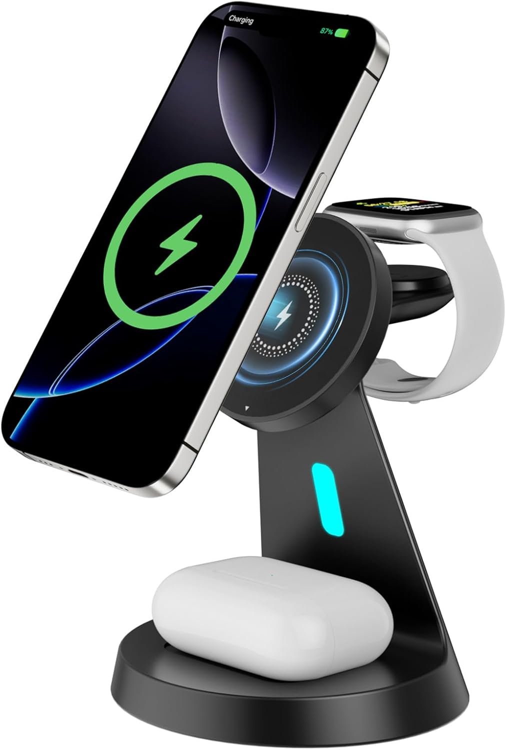 Wireless Charger for iPhone- 3 in 1 Charging Station for iPhone 16/15/14/13/12/Pro Max/Pro/Mini/Plus, Apple Watch 10/9/8/7/SE/6/5/4/3/2/1/Ultra2/Ultra, AirPods pro/2/3/4