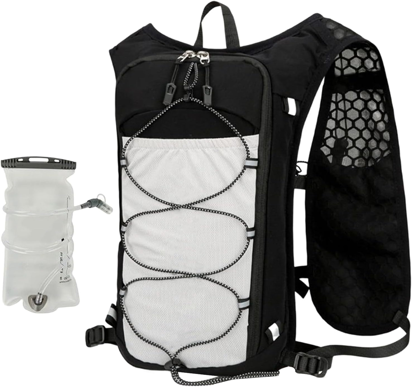 Running Backpack, Reflective Hydration Vest, Breathable Adjustable Sports Bag with 15L Water Bladder, Lightweight Outdoor Gear for Trekking Workout Riding Camping Fishing Travel