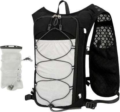 Running Backpack, Reflective Hydration Vest, Breathable Adjustable Sports Bag with 15L Water Bladder, Lightweight Outdoor Gear for Trekking Workout Riding Camping Fishing Travel