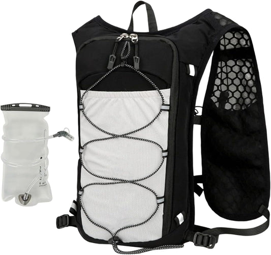 Running Backpack, Reflective Hydration Vest, Breathable Adjustable Sports Bag with 15L Water Bladder, Lightweight Outdoor Gear for Trekking Workout Riding Camping Fishing Travel