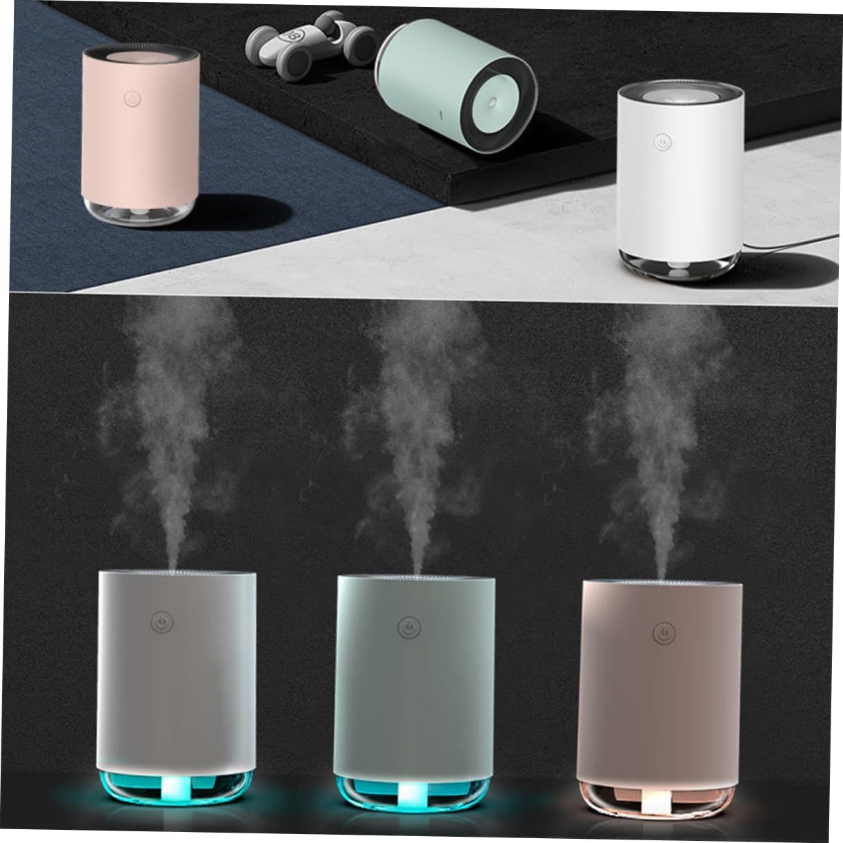 COMNESTBI Mini USB Aroma Humidifier Portable Diffuser for Home Office Car White Essential Oil Compatible Creates Relaxing Aromatherapy for Skin Air Quality