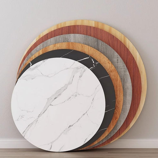 MUGVFVCSQ Wooden Round Dining Table Top 20" 24" 32" 36" Solid Wood Table Top, Round Tabletop Protector，Smooth Surface Circle Wooden Table Top(Light Walnut,60cm/24in)